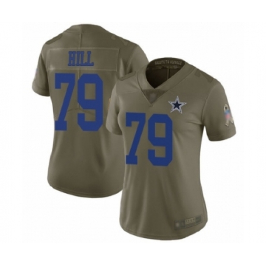 Women's Dallas Cowboys #79 Trysten Hill Limited Olive 2017 Salute to Service Football Jersey - Ujersey