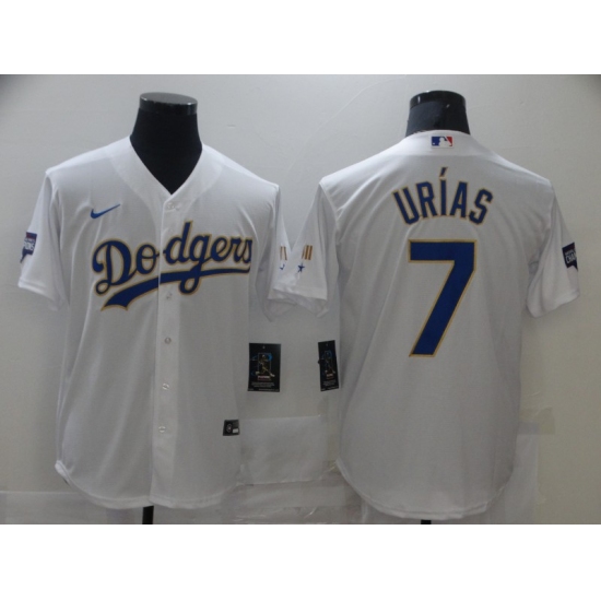 Men's Nike Los Angeles Dodgers #7 Julio Urias White Game Champions Jersey - Ujersey