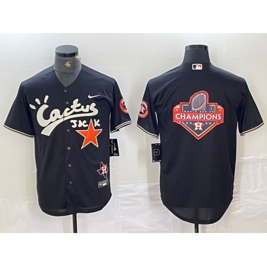Men's Houston Astros Big Logo Black Cactus Jack Vapor Premier Stitched Baseball Jersey - Ujersey