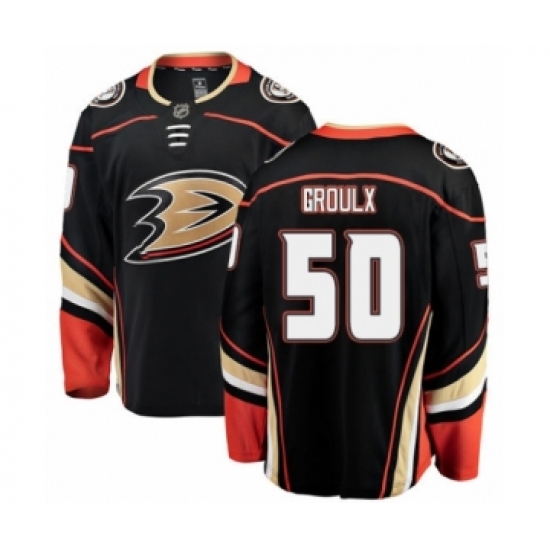 Youth Anaheim Ducks #50 Benoit-Olivier Groulx Authentic Black Home Fanatics Branded Breakaway NHL Jersey - Ujersey