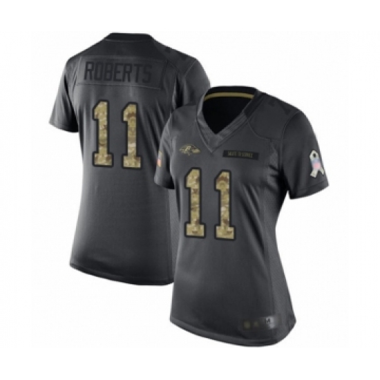 Women's Baltimore Ravens #11 Seth Roberts Limited Black 2016 Salute to Service Football Jersey - Ujersey