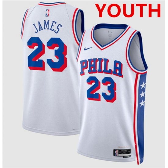 Youth Philadelphia 76ers #23 LeBron James White 2026 Association Edition Stitched Jersey - Ujersey