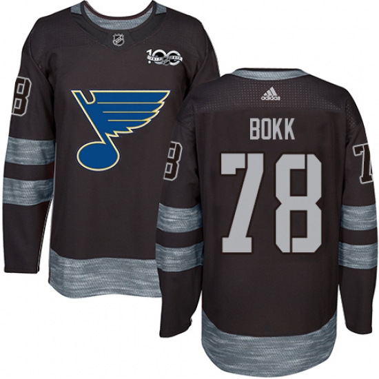 Men's Adidas St. Louis Blues #78 Dominik Bokk Authentic Black 1917-2017 100th Anniversary NHL Jersey - Ujersey