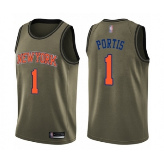 Men's New York Knicks #1 Bobby Portis Swingman Green Salute to Service Basketball Jersey - Ujersey