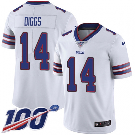 Youth Buffalo Bills #14 Stefon Diggs White Stitched 100th Season Vapor Untouchable Limited Jersey - Ujersey