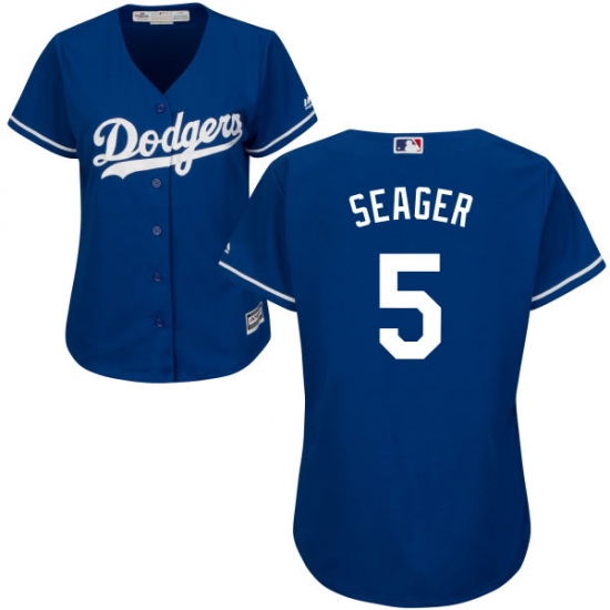 Women's Majestic Los Angeles Dodgers #5 Corey Seager Authentic Royal Blue Alternate Cool Base MLB Jersey - Ujersey
