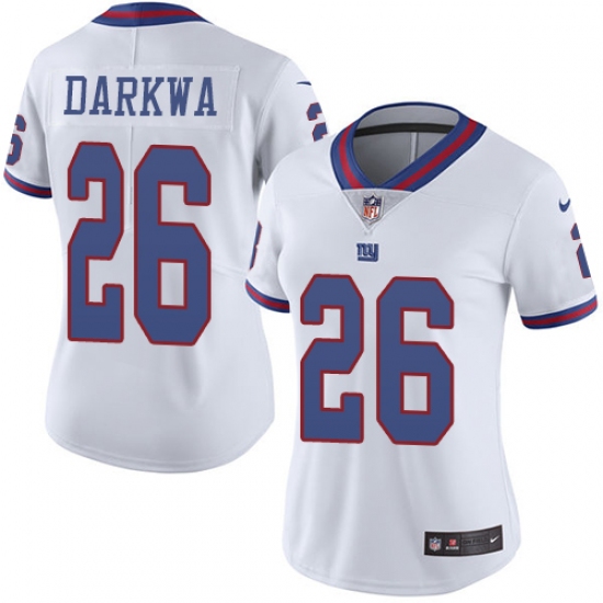 Women's Nike New York Giants #26 Orleans Darkwa Limited White Rush Vapor Untouchable NFL Jersey - Ujersey