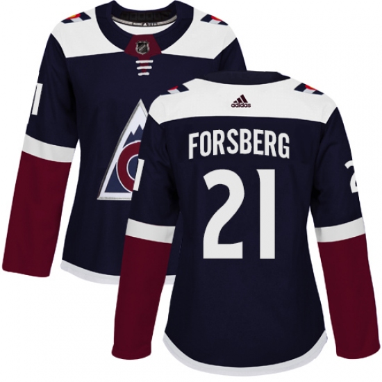 Women's Adidas Colorado Avalanche #21 Peter Forsberg Premier Navy Blue Alternate NHL Jersey - Ujersey