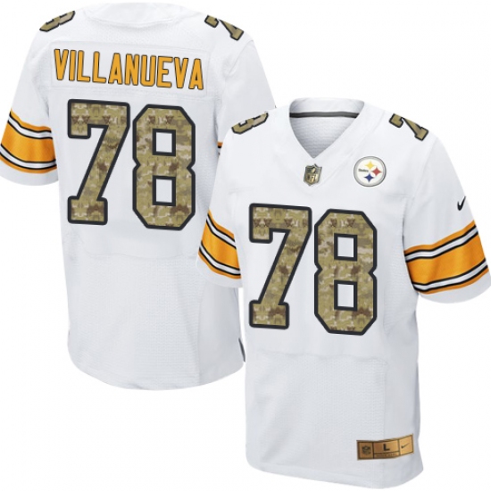 Men's Nike Pittsburgh Steelers #78 Alejandro Villanueva Elite White/Camo NFL Jersey - Ujersey