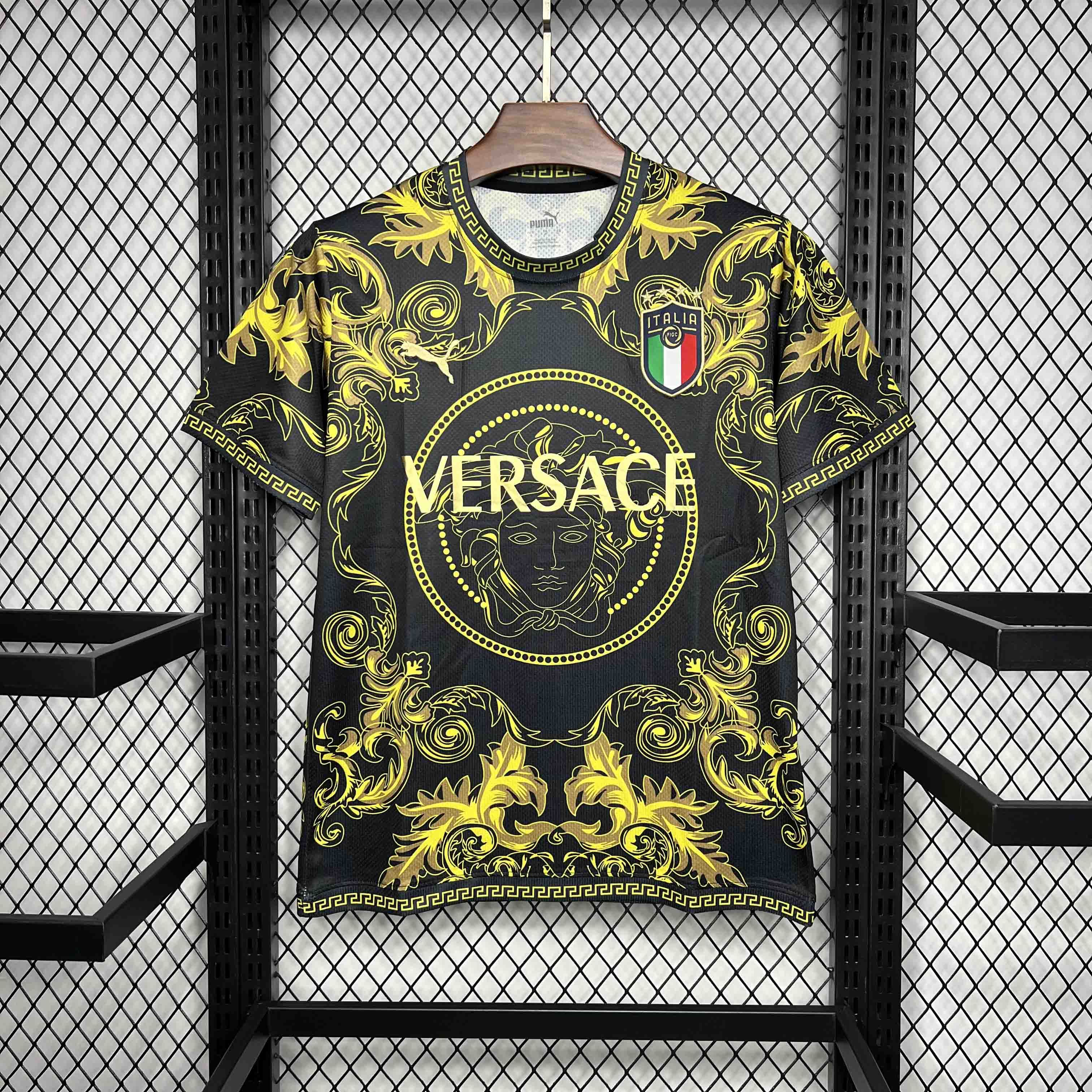 Italy Soccer Jersey x Versace Gold Special Edition Custom Shirt 2022 - Ujersey