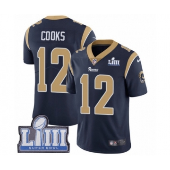 Youth Nike Los Angeles Rams #12 Brandin Cooks Navy Blue Team Color Vapor Untouchable Limited Player Super Bowl LIII Bound NFL Jersey - Ujersey