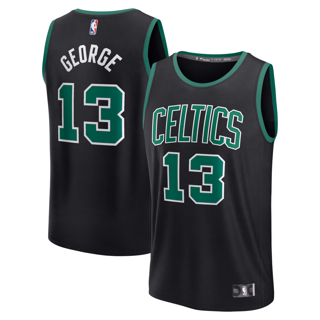 Men's Boston Celtics Paul George Fanatics Black Fast Break Replica Jersey - Statement Edition
