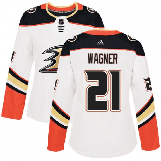 Women's Adidas Anaheim Ducks #21 Chris Wagner Authentic White Away NHL Jersey - Ujersey