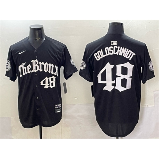 Men's New York Yankees #48 Paul Goldschmidt Black 'Gothic Legacy Edition' Vapor Premier Limited Stitched Baseball Jersey - Ujersey
