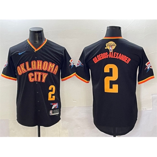 Men's Oklahoma City Thunder #2 Shai Gilgeous-Alexander Black 2025 Finals Vapor Stitched Baseball Jersey - Ujersey