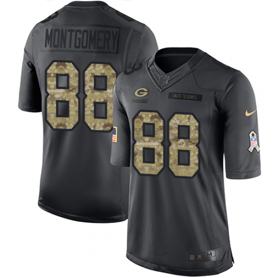Youth Nike Green Bay Packers #88 Ty Montgomery Limited Black 2016 Salute to Service NFL Jersey - Ujersey