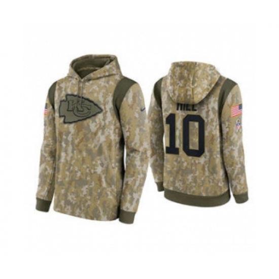 Men's Kansas City Chiefs #10 Tyreek Hill Camo 2021 Salute To Service Therma Performance Pullover Football Hoodie - Ujersey