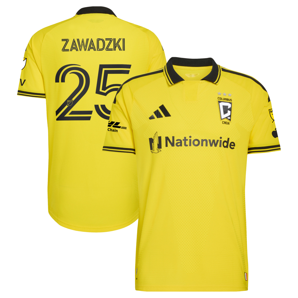 Men's Columbus Crew Sean Zawadzki adidas Yellow 2026 The Crafted for Excellence Kit On-Field Authentic Patch Jersey - Ujersey