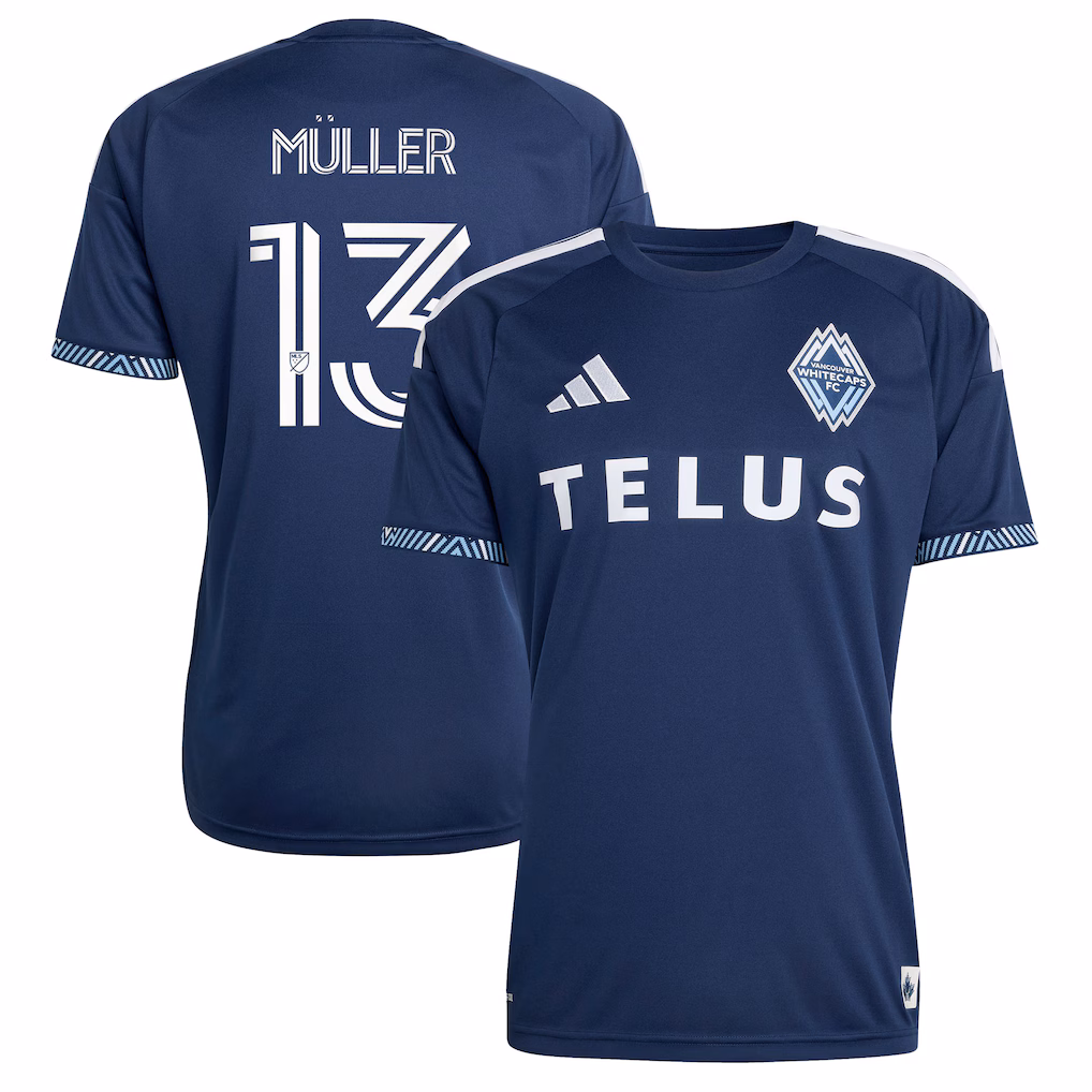 Men's Vancouver Whitecaps FC Thomas Müller adidas Blue 2026 The Coastal Jersey Replica Jersey