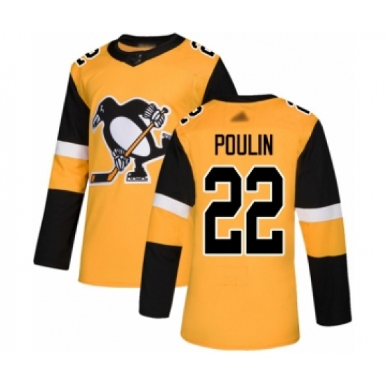 Men's Pittsburgh Penguins #22 Samuel Poulin Authentic Gold Alternate Hockey Jersey - Ujersey