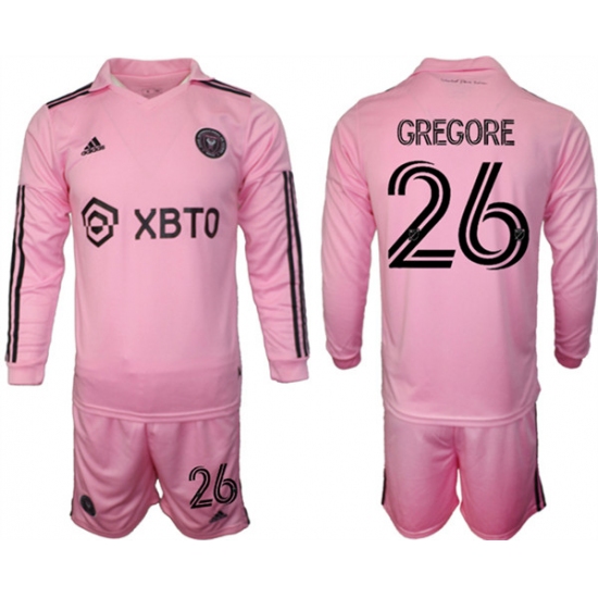 Men's Inter Miami CF #26 Gregore 2023-24 Pink Home Soccer Jersey Suit - Ujersey
