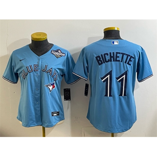Women's Toronto Blue Jays #11 Bo Bichette Blue 2025 World Series Cool Base Stitched Baseball Jersey(Run Small) - Ujersey