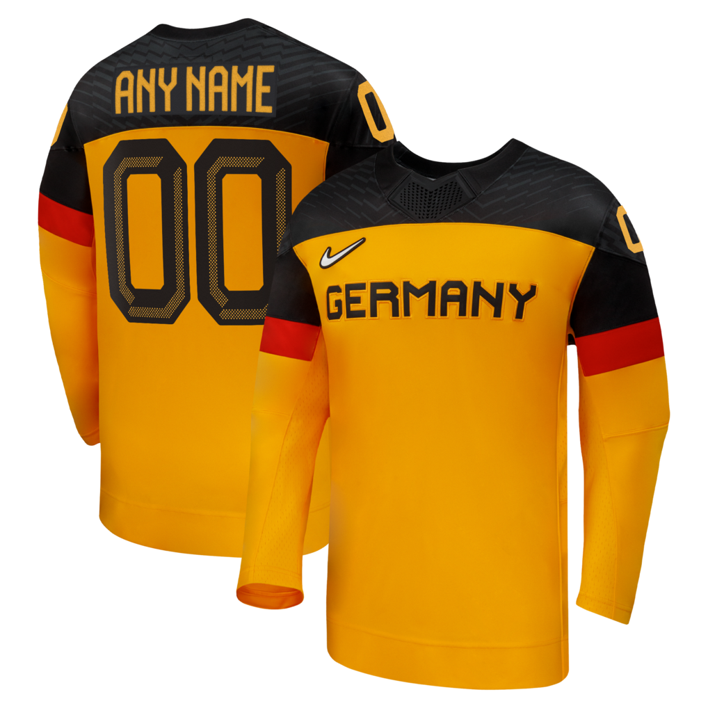 Men's Germany Hockey Nike Gold 2026 Away Replica Custom Jersey - SUjersey01