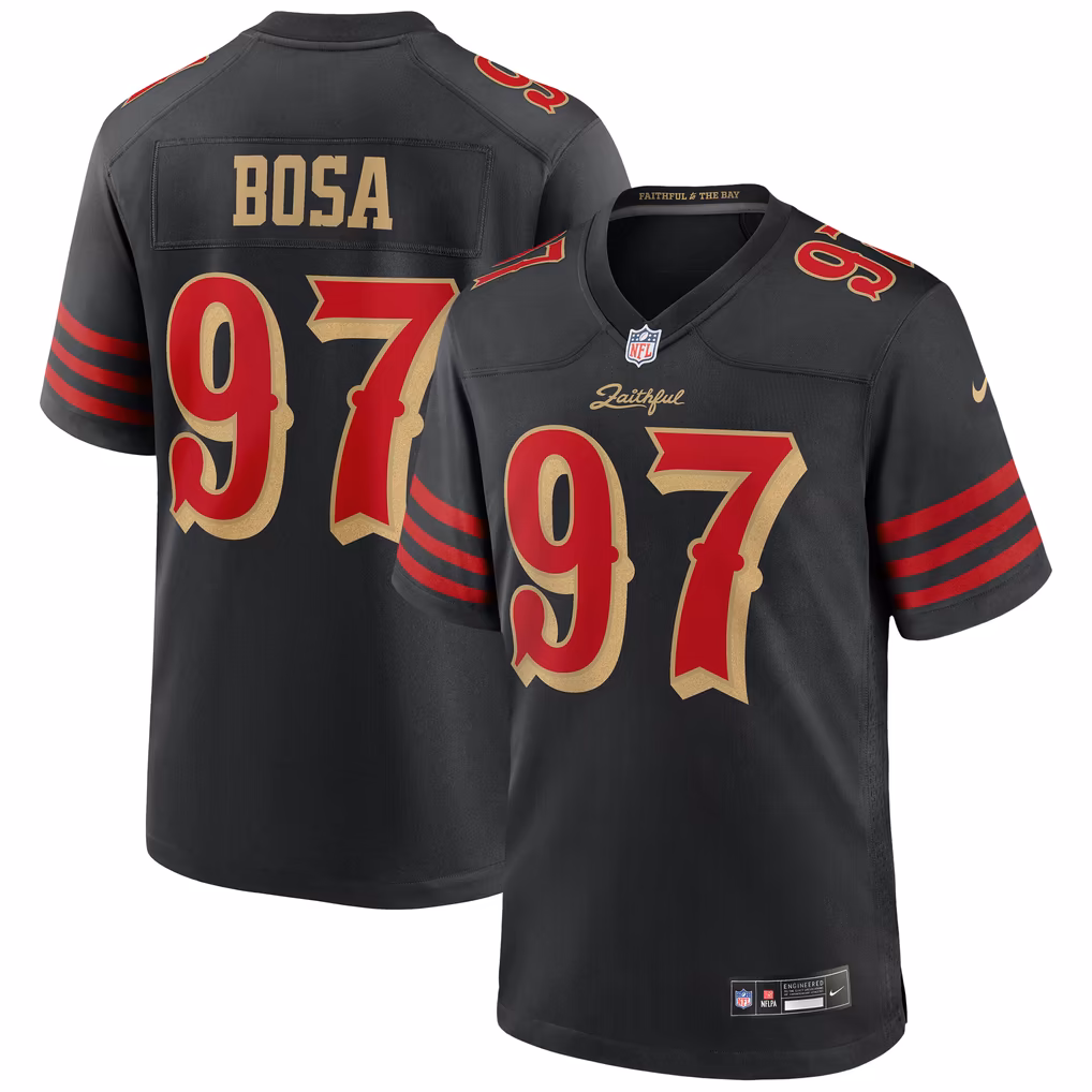 Men's San Francisco 49ers Nick Bosa Nike Black Rivalries Collection Game Jersey - ujerseystore