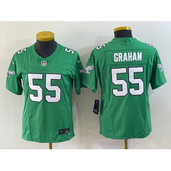 Women's Nike Philadelphia Eagles #55 Brandon Graham Green 2023 F.U.S.E. Vapor Limited Throwback Stitched Football Jersey - Ujersey