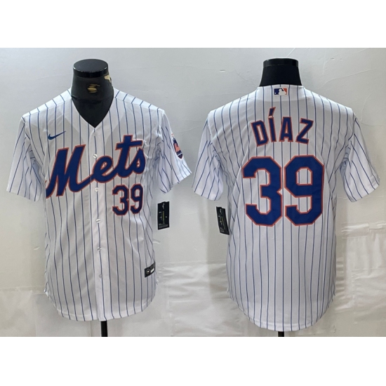 Men's New York Mets #39 Edwin Diaz Number White Stitched Cool Base Nike Jersey