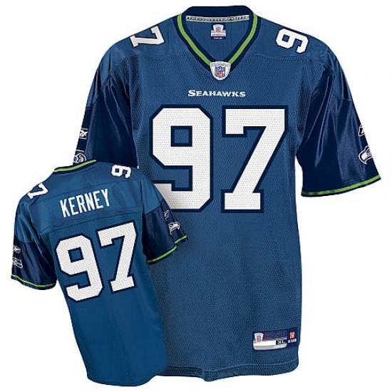Reebok Seattle Seahawks #97 Patrick Kerney Steel Blue Team Color Authentic Throwback NFL Jersey - Ujersey