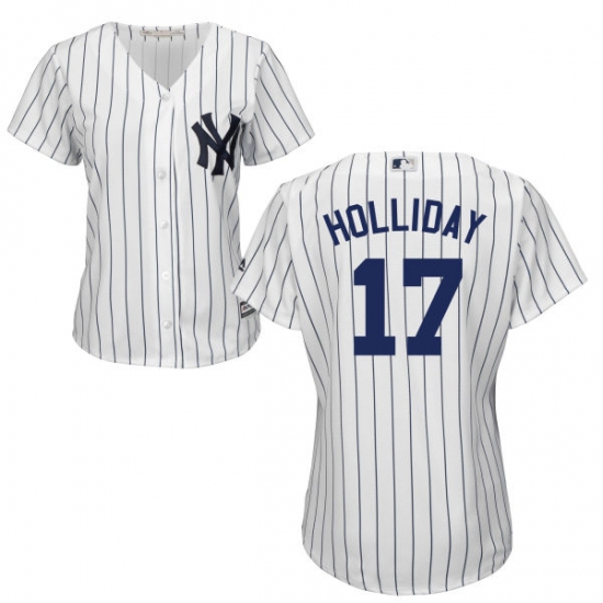 Women's Majestic New York Yankees #17 Matt Holliday Replica White Home MLB Jersey