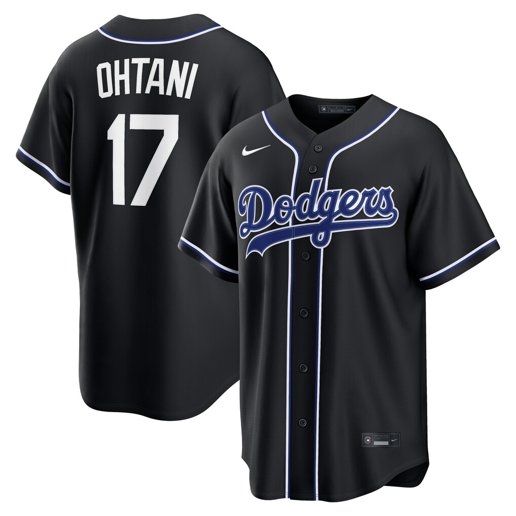 Men's Los Angeles Dodgers Shohei Ohtani Nike Fashion Replica Black Out Jersey - SUjersey01