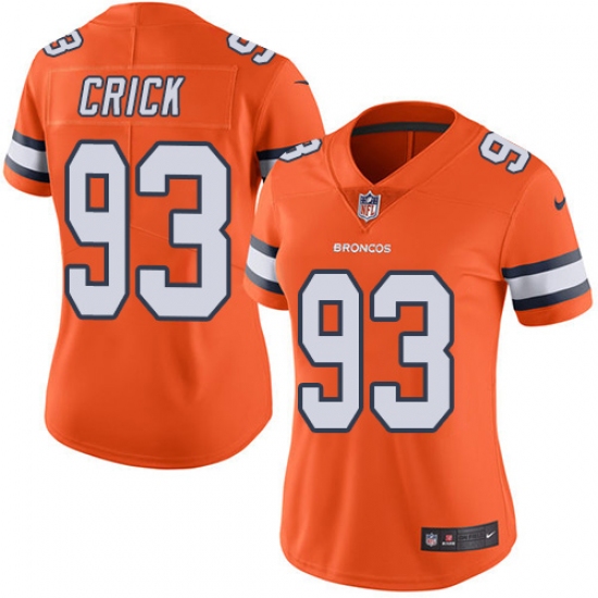 Women's Nike Denver Broncos #93 Jared Crick Elite Orange Rush Vapor Untouchable NFL Jersey - Ujersey