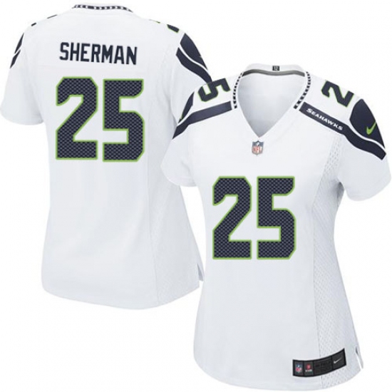 Women's Nike Seattle Seahawks #25 Richard Sherman Game White NFL Jersey - Ujersey
