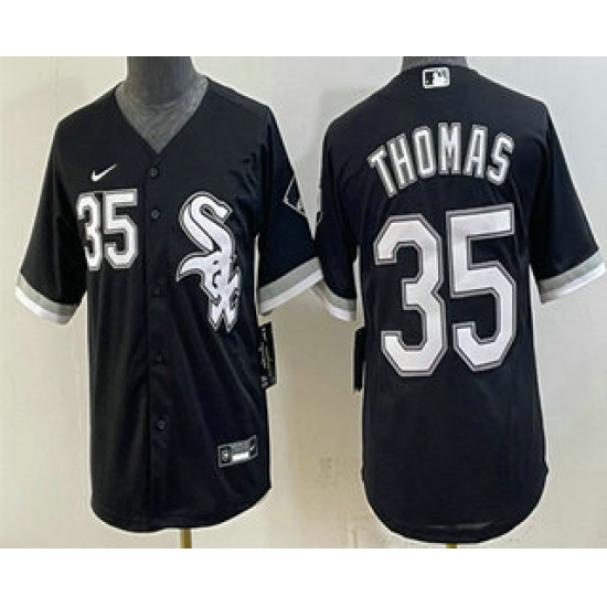 Youth Chicago White Sox #35 Frank Thomas Black Stitched Jersey