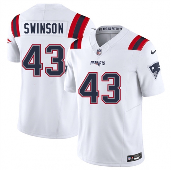 Men's New England Patriots #43 Bradyn Swinson White 2025 F.U.S.E. Vapor Limited Stitched Jersey - Ujersey
