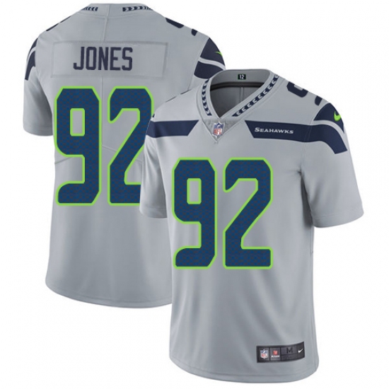 Men's Nike Seattle Seahawks #92 Nazair Jones Grey Alternate Vapor Untouchable Limited Player NFL Jersey - Ujersey