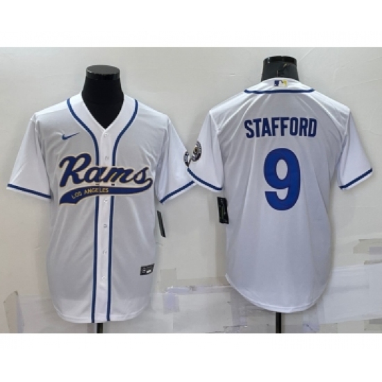 Men's Los Angeles Rams #9 Matthew Stafford White Stitched Cool Base Nike Baseball Jersey - Ujersey