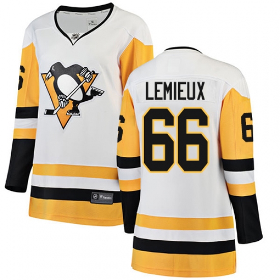 Women's Pittsburgh Penguins #66 Mario Lemieux Authentic White Away Fanatics Branded Breakaway NHL Jersey - Ujersey