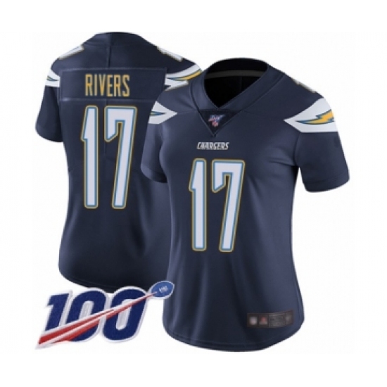 Women's Nike Los Angeles Chargers #17 Philip Rivers Navy Blue Team Color Vapor Untouchable Limited Player 100th Season NFL Jersey - Ujersey