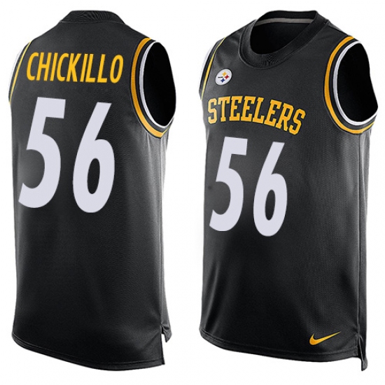 Men's Nike Pittsburgh Steelers #56 Anthony Chickillo Limited Black Player Name & Number Tank Top NFL Jersey - Ujersey