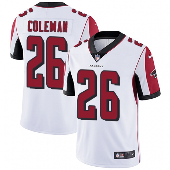 Men's Nike Atlanta Falcons #26 Tevin Coleman White Vapor Untouchable Limited Player NFL Jersey - Ujersey