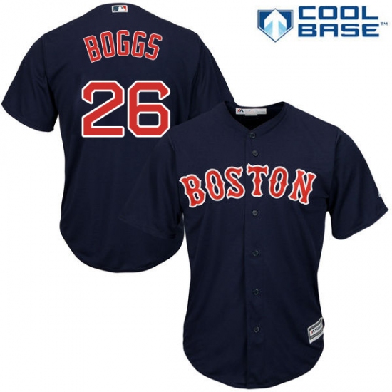 Youth Majestic Boston Red Sox #26 Wade Boggs Authentic Navy Blue Alternate Road Cool Base MLB Jersey - Ujersey
