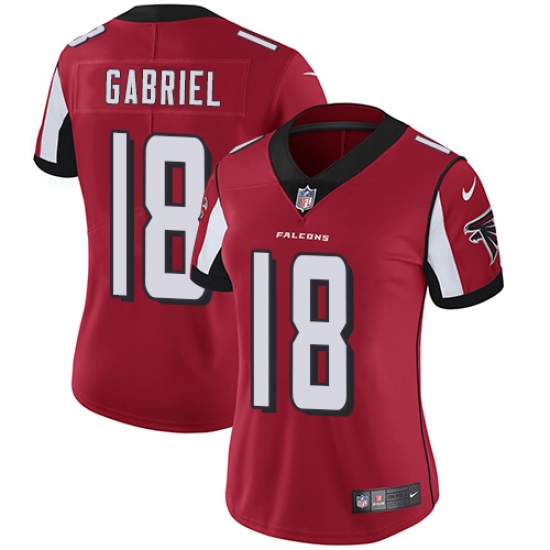 Women's Nike Atlanta Falcons #18 Taylor Gabriel Red Team Color Vapor Untouchable Limited Player NFL Jersey - Ujersey