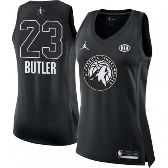 Women's Nike Jordan Minnesota Timberwolves #23 Jimmy Butler Swingman Black 2018 All-Star Game NBA Jersey - Ujersey