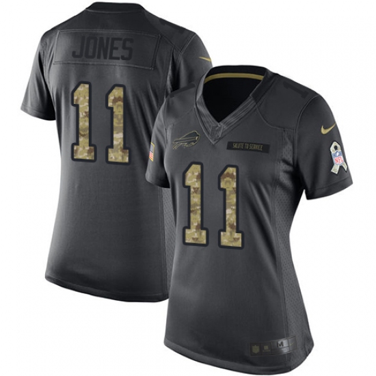 Women's Nike Buffalo Bills #11 Zay Jones Limited Black 2016 Salute to Service NFL Jersey - Ujersey