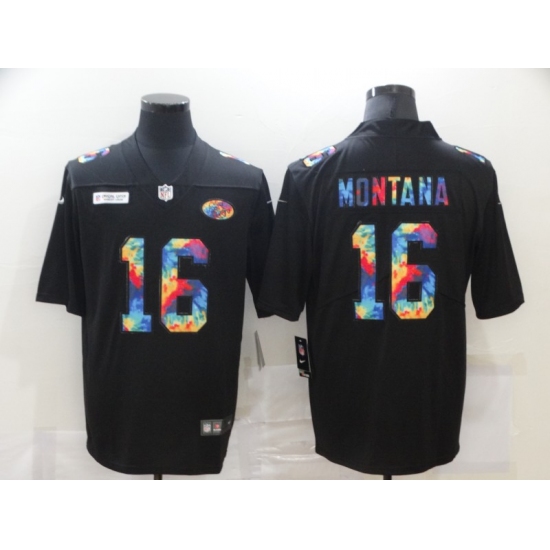 Men's San Francisco 49ers #16 Joe Montana Rainbow Version Nike Limited Jersey - Ujersey