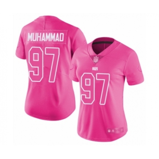 Women's Indianapolis Colts #97 Al-Quadin Muhammad Limited Pink Rush Fashion Football Jersey - Ujersey