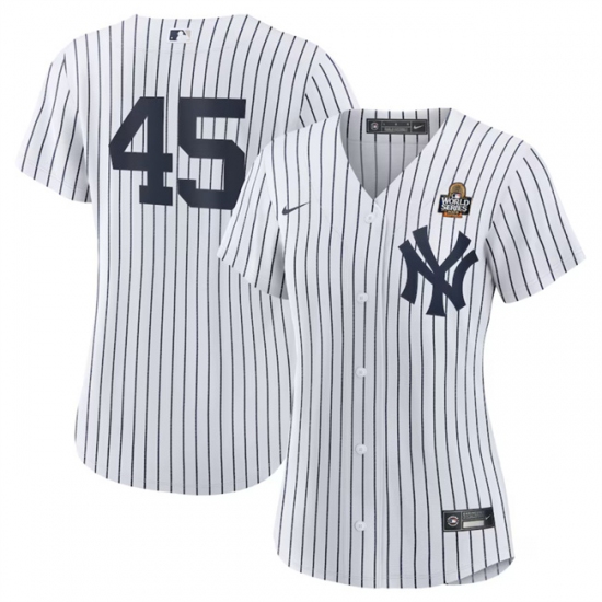 Women's New York Yankees #45 Gerrit Cole White 2024 World Series Cool Base Stitched Baseball Jersey(Run Small) - Ujersey